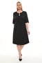 Round Neck Buckle and Pocket Detailed Straight Cut Midi Dress Ets7290