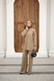 Women's Washed Detail Elastic Waist Piped Cuff Shirt Suit Mink - 2