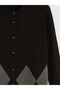 Anthracite Crew Neck Diamond Patterned Women's Knitwear Cardigan - 6