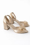 Satin Bridal Shoes Tulle Bow Thick Heeled Evening Dress Shoes - 3