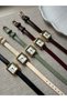 Retro Minimal Leather Cord Vintage Women's Wristwatch Burgundy - 4