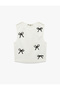 Cotton Sleeveless Crew Neck Bowknot Tank Top - 3