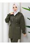 طقم بدلة رياضية نسائية من قطعتين مصنوع من القطن n-05496 _ كاكي