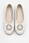 Women's Ballerinas with Crystal Stone Buckle, Matte Leather Look, Quilted Insole, Stylish Casual Shoes - 3