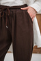 Women's Rope Belted Wide Leg Pique Trousers Brown - 5