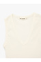 Sleeveless Cotton Slim Fit V-Neck Blouse - 3