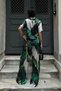 Wide-Leg Patterned Satin Fabric Shirt and Trousers Set - 3