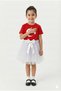 Girl's Red Short Sleeve Moon Star T-Shirt White Tutu Skirt Set April 23Rd Show Outfit - 2