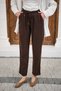 Women's Rope Belted Wide Leg Pique Trousers Brown - 7