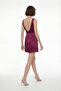 Women's Burgundy Backless Mini Satin Graduation Evening Dress - 6