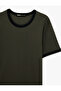Short Sleeve Ribbed Cotton T-Shirt with Crew Neck and Slim Fit - 4