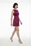 Women's Burgundy Backless Mini Satin Graduation Evening Dress
