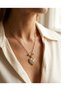 316L Steel Tarnish Resistant Jewelry Gold Color Zircon Stone Sweetheart Heart Women's Necklace