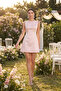 Women's Powder Backless Mini Satin Homecoming Evening Dress - 5