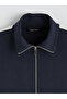Stylish and Elegant Navy Blue Mock Neck Women's Zippered Sweatshirt - 6
