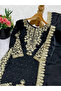 Black Silk Salwar Kameez & Dupatta - HRT6798 | Black - 5