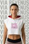 Girl Power Printed Zero Sleeve Hooded Sportswear Women's Crop