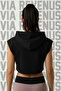 Burned Printed Zero Sleeve Hooded Sportswear Women's Crop - 2