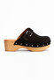 Women's Genuine Suede Leather Clogs Slippers 6220 Black Suede - 2