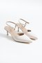 Women's Beige Patent Leather Mini Pointed Toe Evening Dress 5 cm Short Thin Heeled Shoes - 3