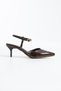 Women's Brown Patent Leather Mini Pointed Toe 5 cm Short Thin Heeled Evening Dress Shoes - 7
