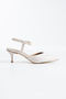 Women's Beige Patent Leather Mini Pointed Toe Evening Dress 5 cm Short Thin Heeled Shoes - 7