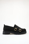 Women's Loafer Moccasin Casual Buckle Daily Shoes Tonyas Black Suede - 6