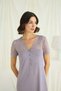 Collar, Sleeves, Shoulders and Skirt, Lace Piece Buttoned Front Nightgown - 4