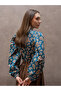 بلوزة مزينة بنقشة الشال مع أربطة - 5
