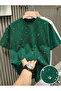 Glitter Detailed Shiny Unisex Oversize Fit T-Shirt