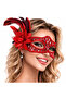 Red Feathered Ball Mask Women's Party Accessory