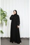 Self-Wrapped Zippered Prayer Dress Black Hnt7068 - 3