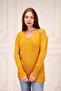 Women's Yellow V-Neck Hand Embroidered Tunic Sweater - 4