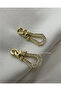 Chain Detailed Stoned Geometric Steel Earrings - Golden Pave Link Drop Earrings - 5