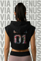 Queen 01 Front and Back Printed Zero Sleeve Hooded Sports Women's Crop - 2