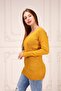 Women's Yellow V-Neck Hand Embroidered Tunic Sweater