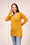 Women's Yellow V-Neck Hand Embroidered Tunic Sweater - 6