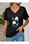 Mix Heart Printed Women's Sleeveless V-Neck Relaxed Fit T-Shirt