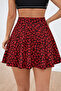 High-Waisted Lycra Floral Print Mini Flared Skirt - 2