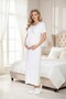 New Season Blue Shawl Collar Flounce Short Sleeve Full Length Summer Stylish Maternity Pajamas Nightgown Set of 2 - 5