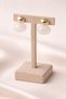 Women's Gold-White Ball Earrings - 4