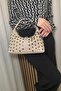Women's Beige Studded Shoulder Bag - Soft Leather Look Casual Handbag - 2