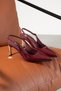 Zarel Women's Burgundy Patent Leather Pointed Toe Graduation Evening Dress 7 cm Thin Gold Heeled Shoes - 7