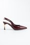Zarel Women's Burgundy Patent Leather Pointed Toe Graduation Evening Dress 7 cm Thin Gold Heeled Shoes - 6