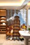 Bathroom Curtain, Pisa Patterned Shower Curtain in Golden Hour Design, Bathtub Curtain 175X200Cm - 3