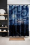 Bathroom Curtain, Black Man Patterned Shower Curtain in Starry Night, Bathtub Curtain 175X200Cm