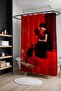 Bathroom Curtain, Woman with Cat on Red Ladder Patterned Shower Curtain, Bathtub Curtain 175X200Cm - 2