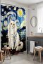 Bathroom Curtain, Cute Cat Pattern in Starry Night Shower Curtain, Bathtub Curtain 175X200Cm - 3