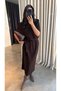 Women's Bitter Brown Belted Knitwear Midi Dress