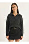 Women's Anthracite Pointelle Knit Buttoned Shawl Collar Cardigan 20251121 - 2
